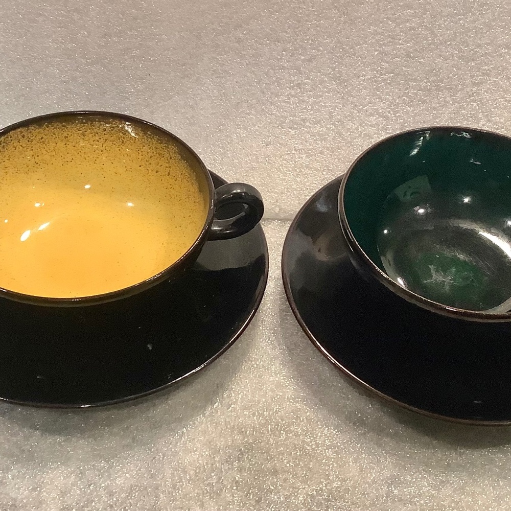 Vintage Wide Mouth Coffee Cups and Saucers Kerulac Quimper France